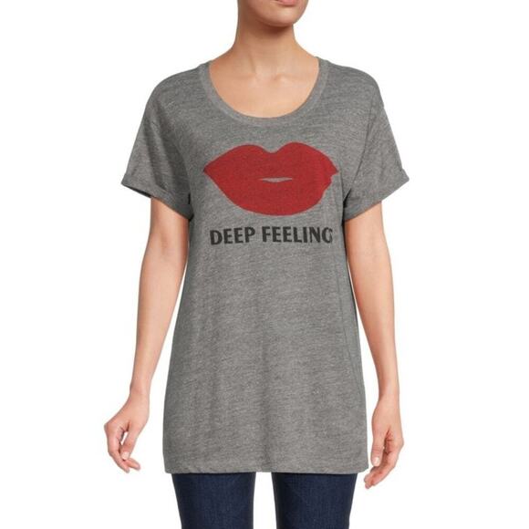 NWT Chaser Deep Feeling Short Sleeve Crew Neck Graphic T-Shirt Heather Gray S - Picture 1 of 8